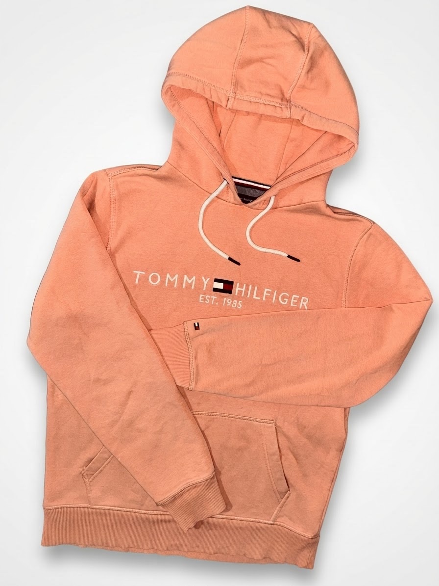 Sweat à Capuche Tommy Hilfiger EST. 1985 Logo Brodé - Rose Pêche - Taille M