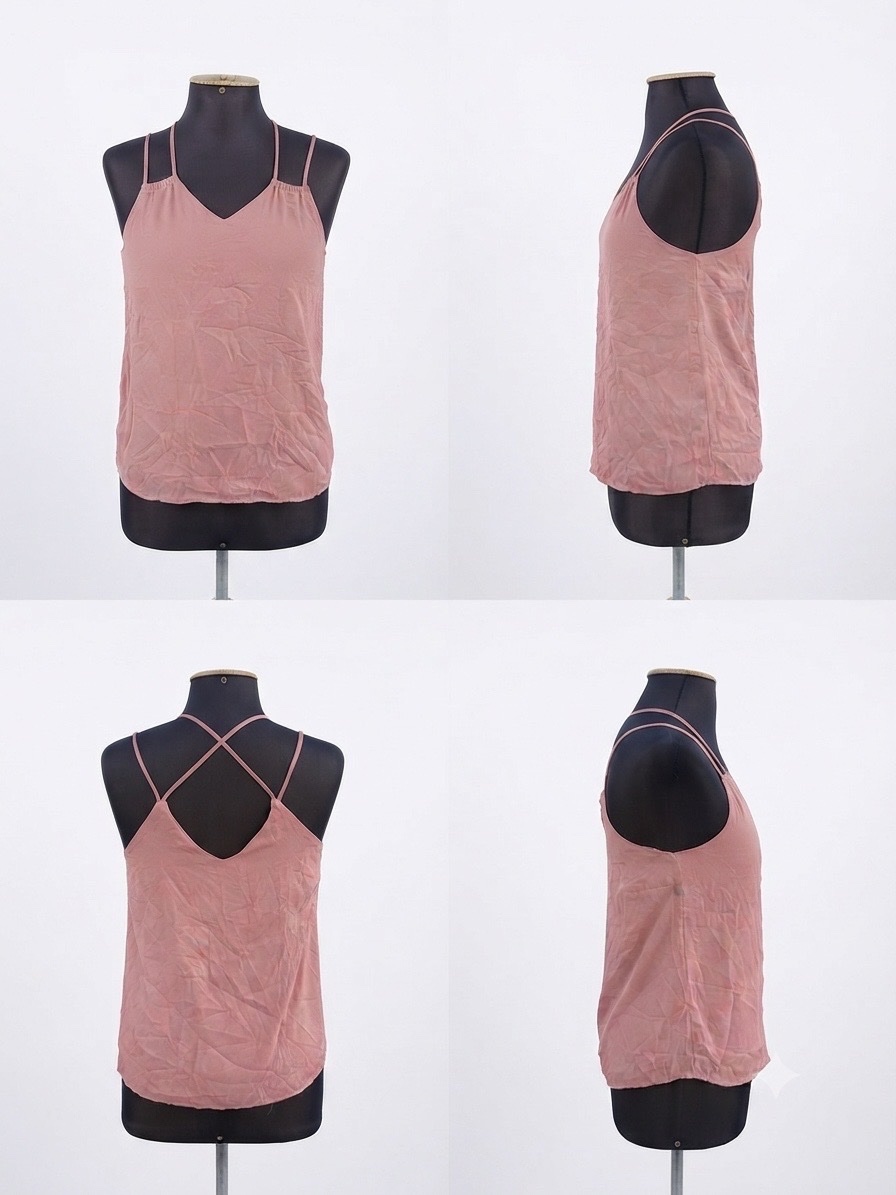 Débardeur rose à fines bretelles dos croisé taille38