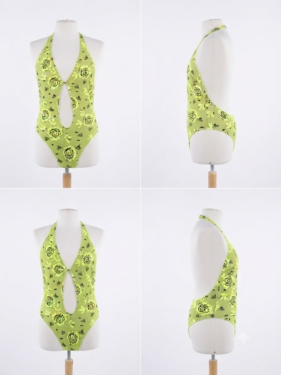 Maillot  jaune fluo à motifs fleuris 🌼. Seize 38/40 