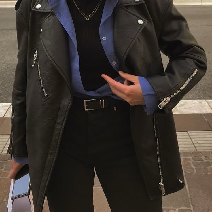 Veste longue en cuir 