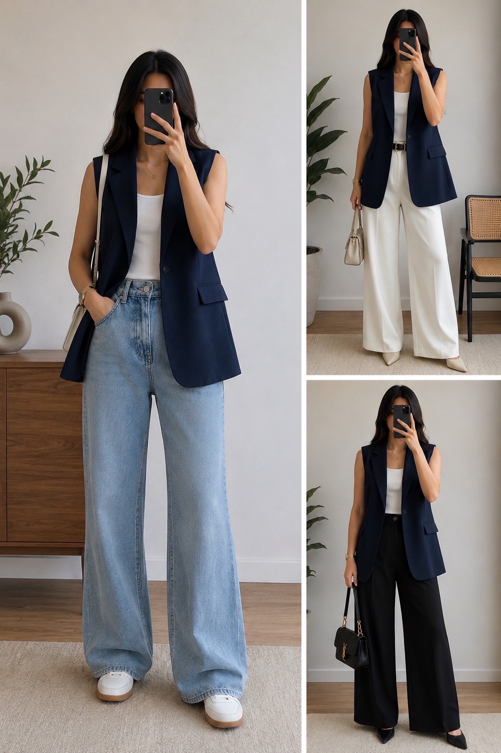    Blazer sans manches Bleu marine