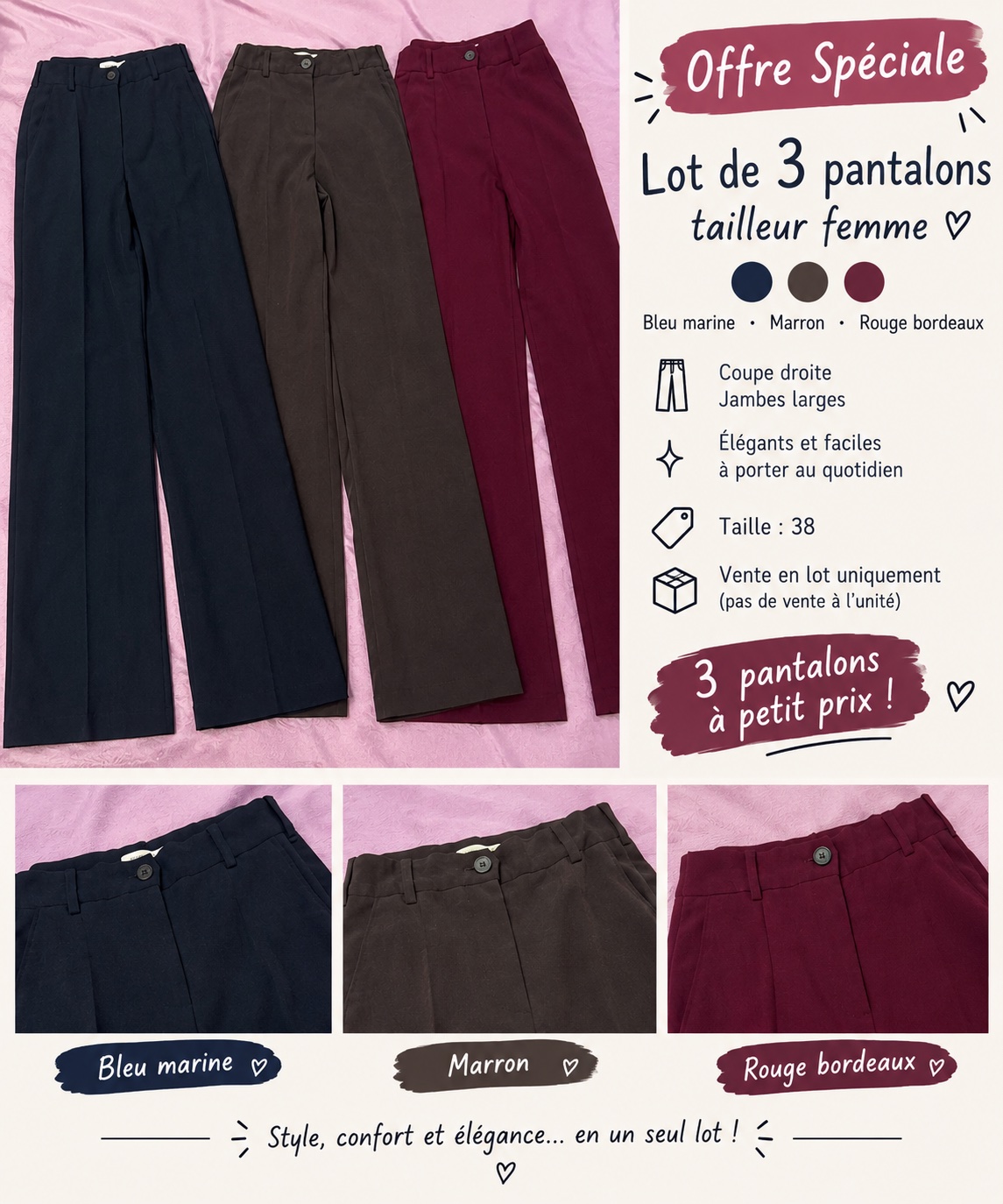 Lot de 3 pantalons