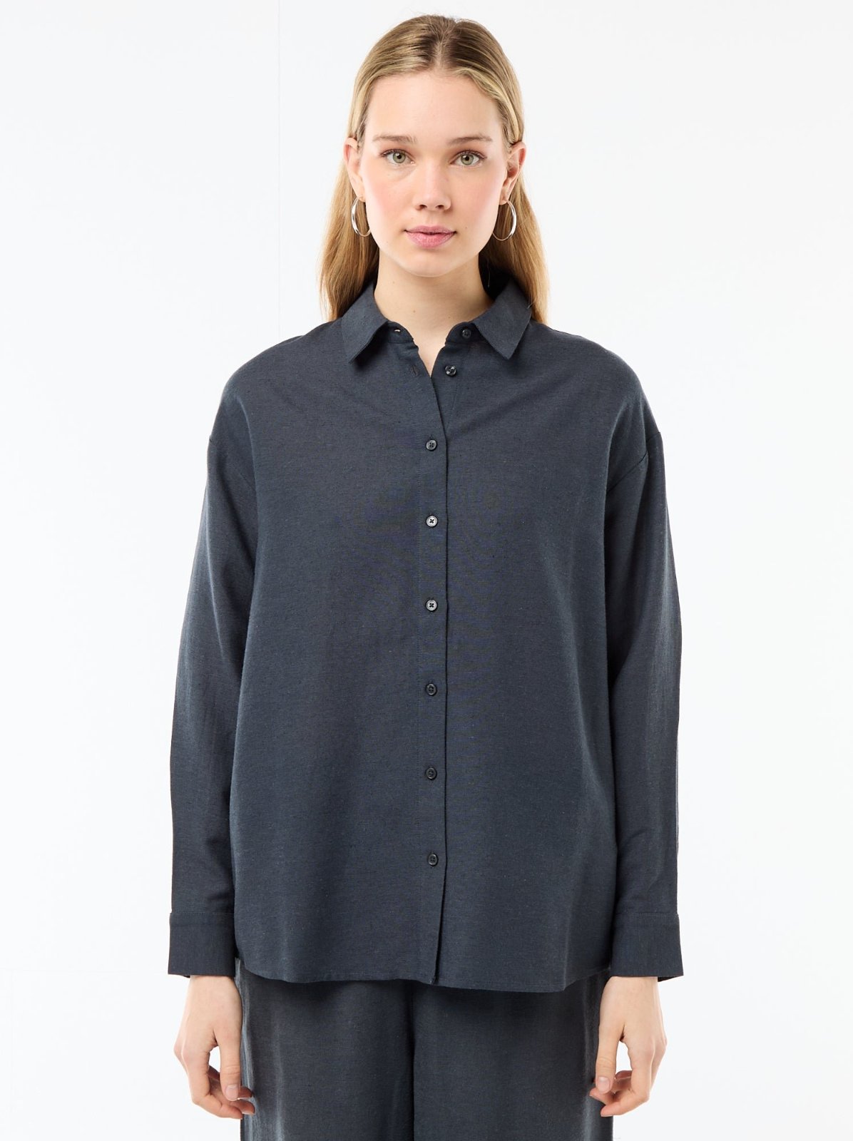 Chemise en lin melangé - bleu
