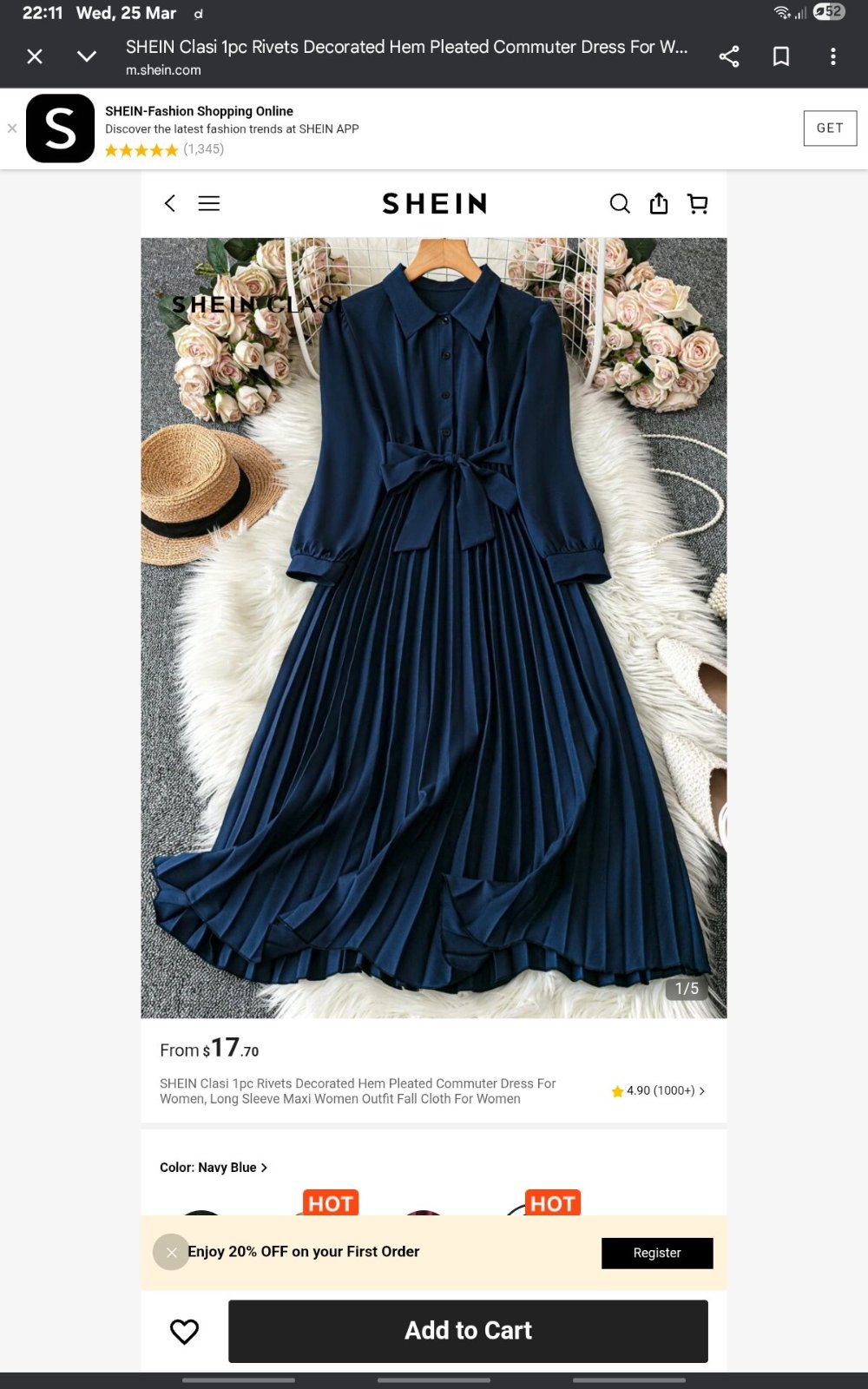 Robe manche longue dark navy