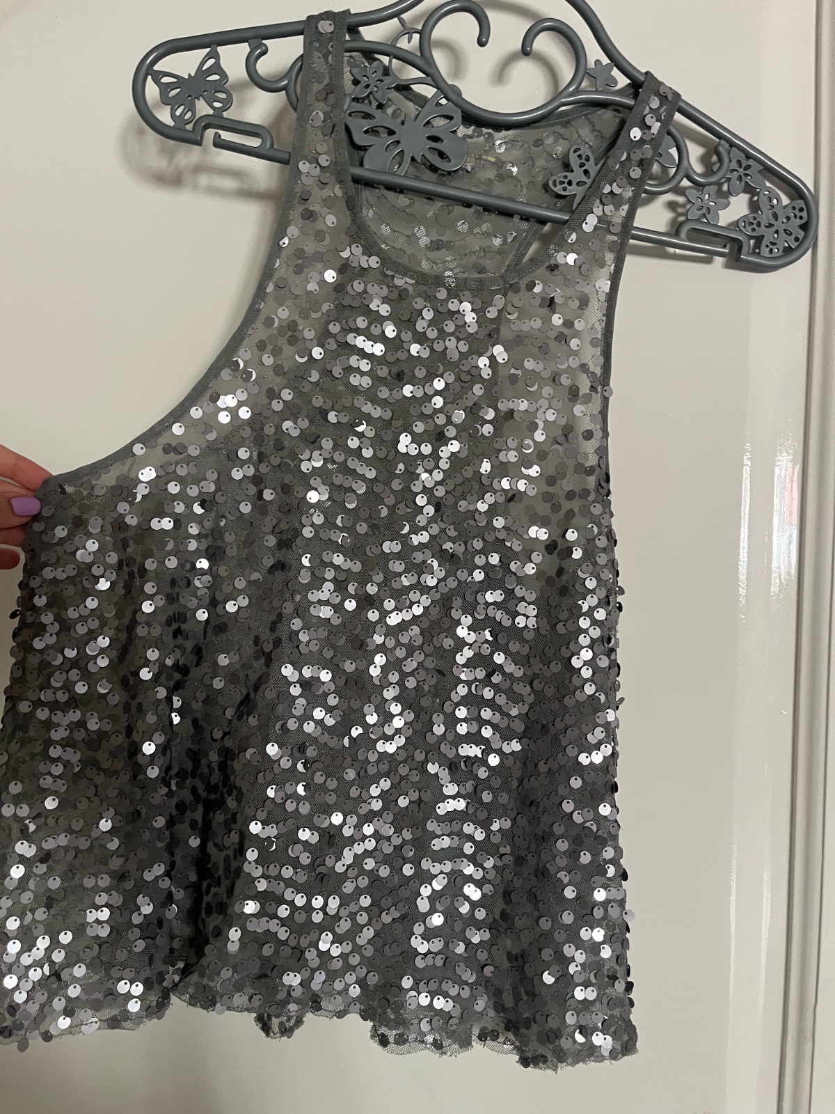 Silver sequin tank top