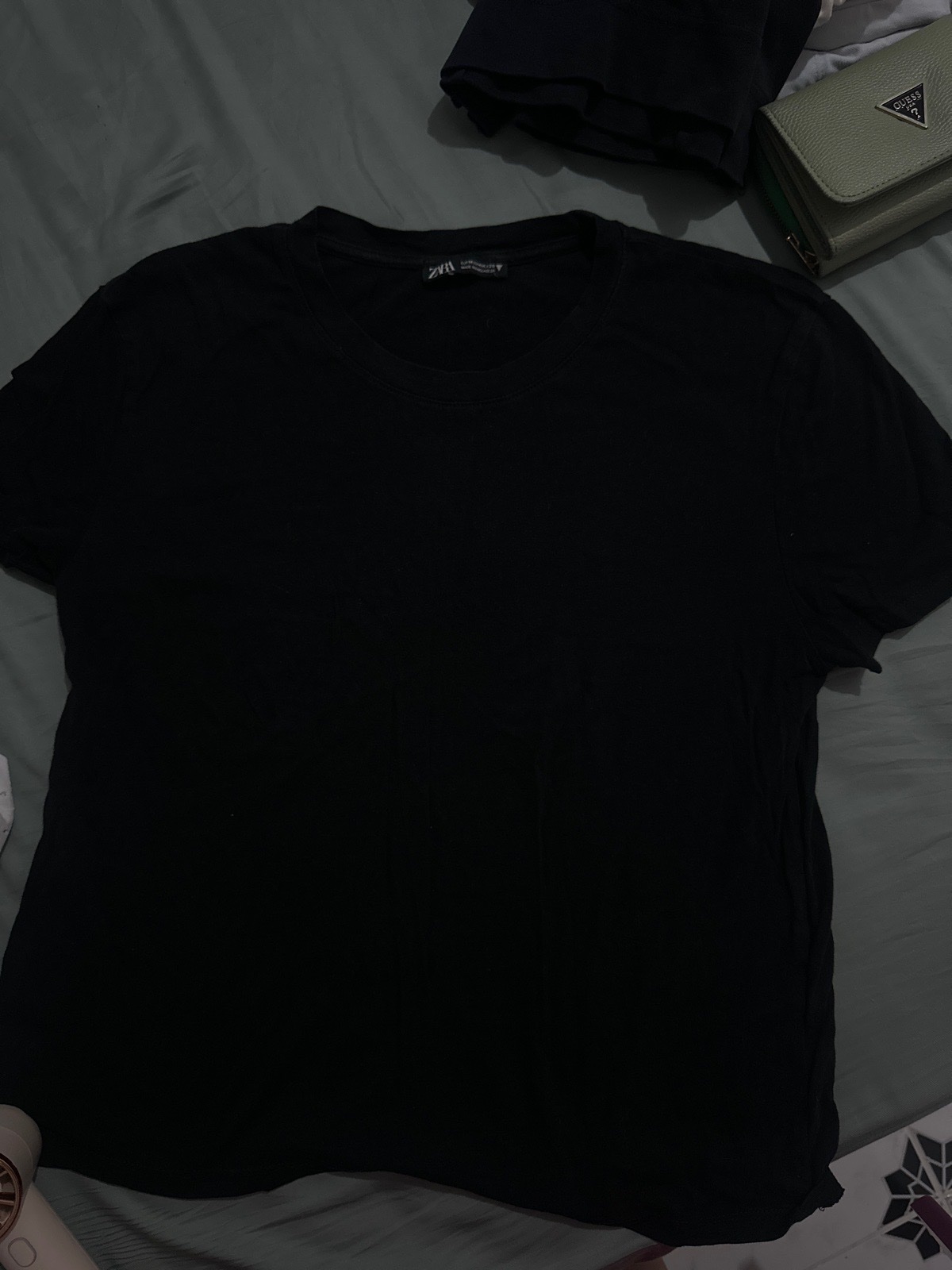 T-shirt noir basic coton zara