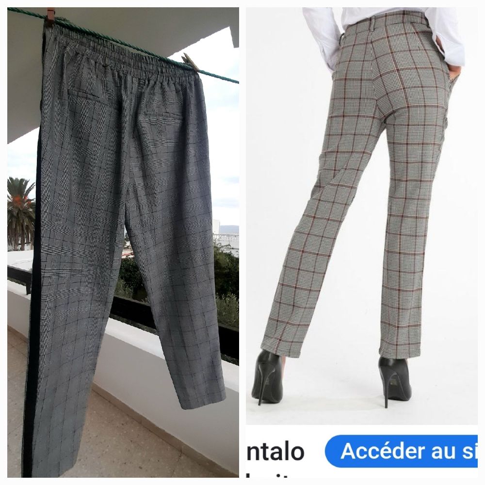 Promo,Pantalon droit prince de galle,stylisé. 