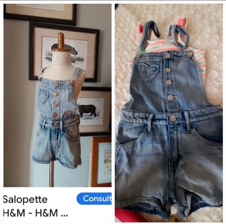 Salopette short H&M 6/7ans, excellent état,  quasi neuve.