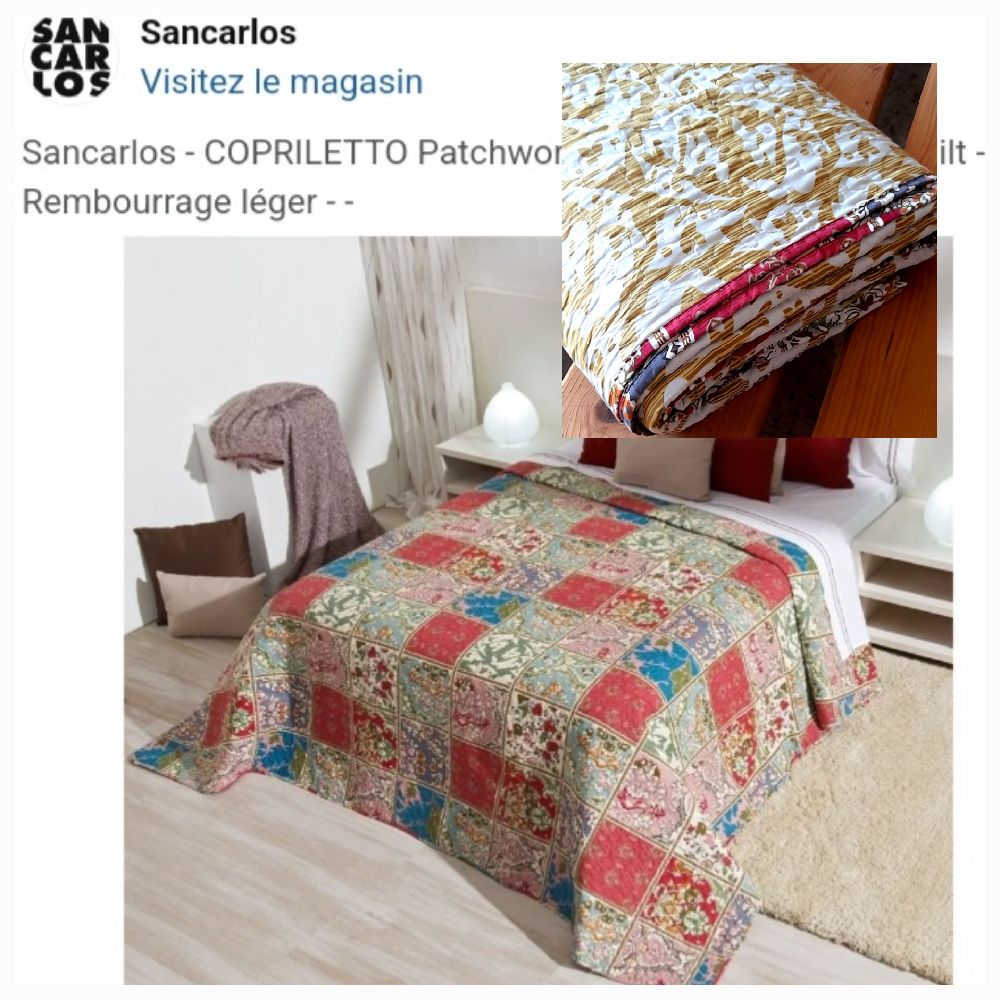 PROMOOO,sublime couvre lit double face, style patchwork,  je vide, en excellent état. 