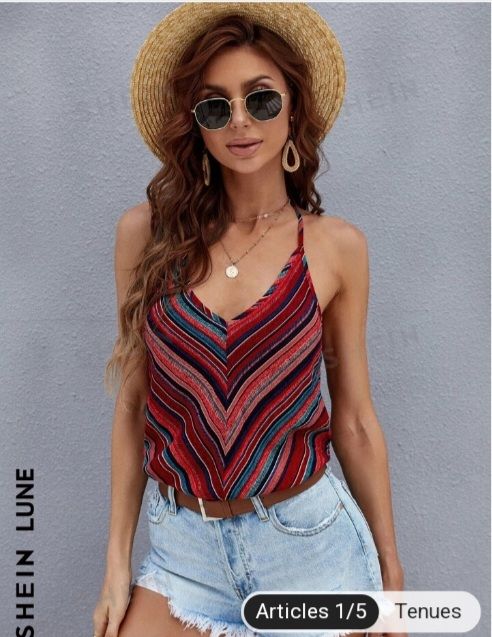 PROMO,top estivale très frais 3alla ftelli, taille L, jamais porté 