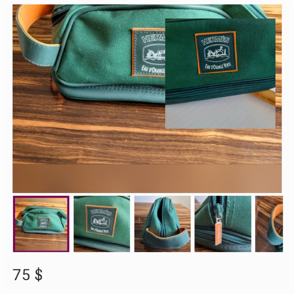 Liquidation d'un produit intemporel, trousse de toilette HERMÈS en toile