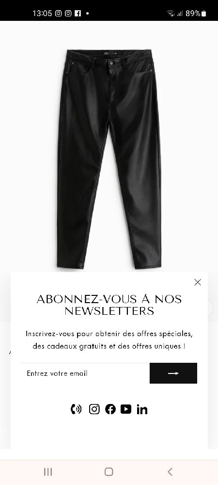 Je vide, zara taille 38, cuir.