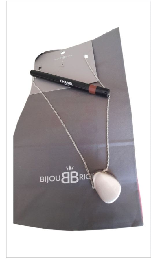Promo,collier galet argent brossé,  2 faces, BIJOUBRIGITTE 