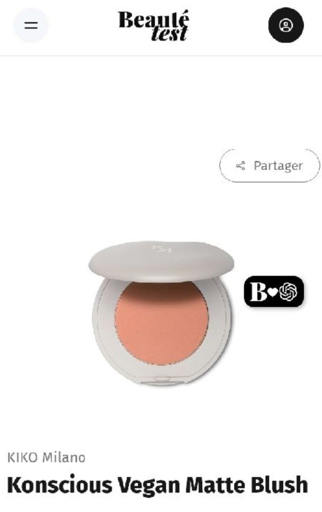 Solde, je brade, Blush vegan KIKO authentique.