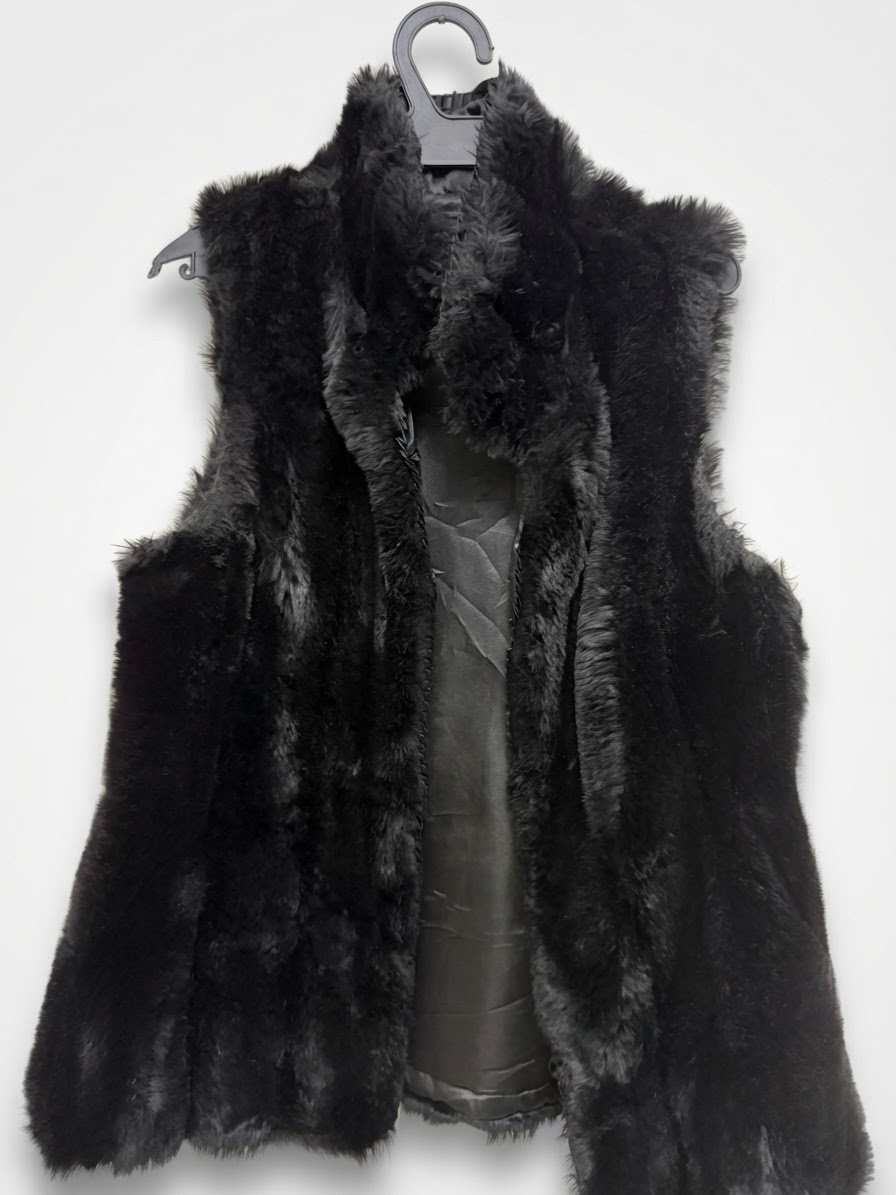 Fur jacket black and white 