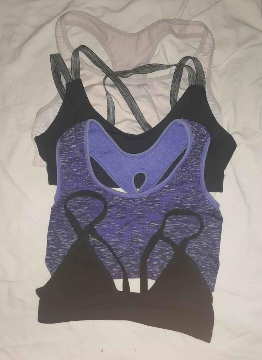 Lot de 4 brassières de sport (noir, rose, violet)