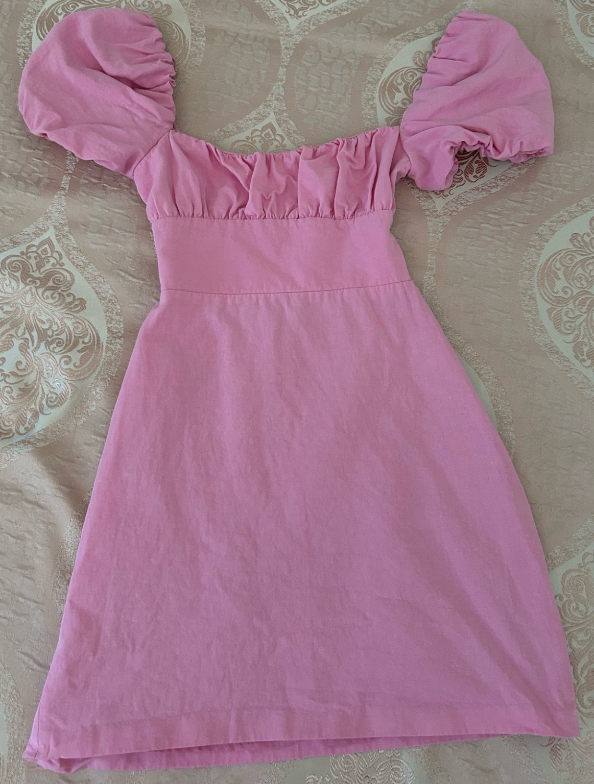 Pink linen Zara backless dress