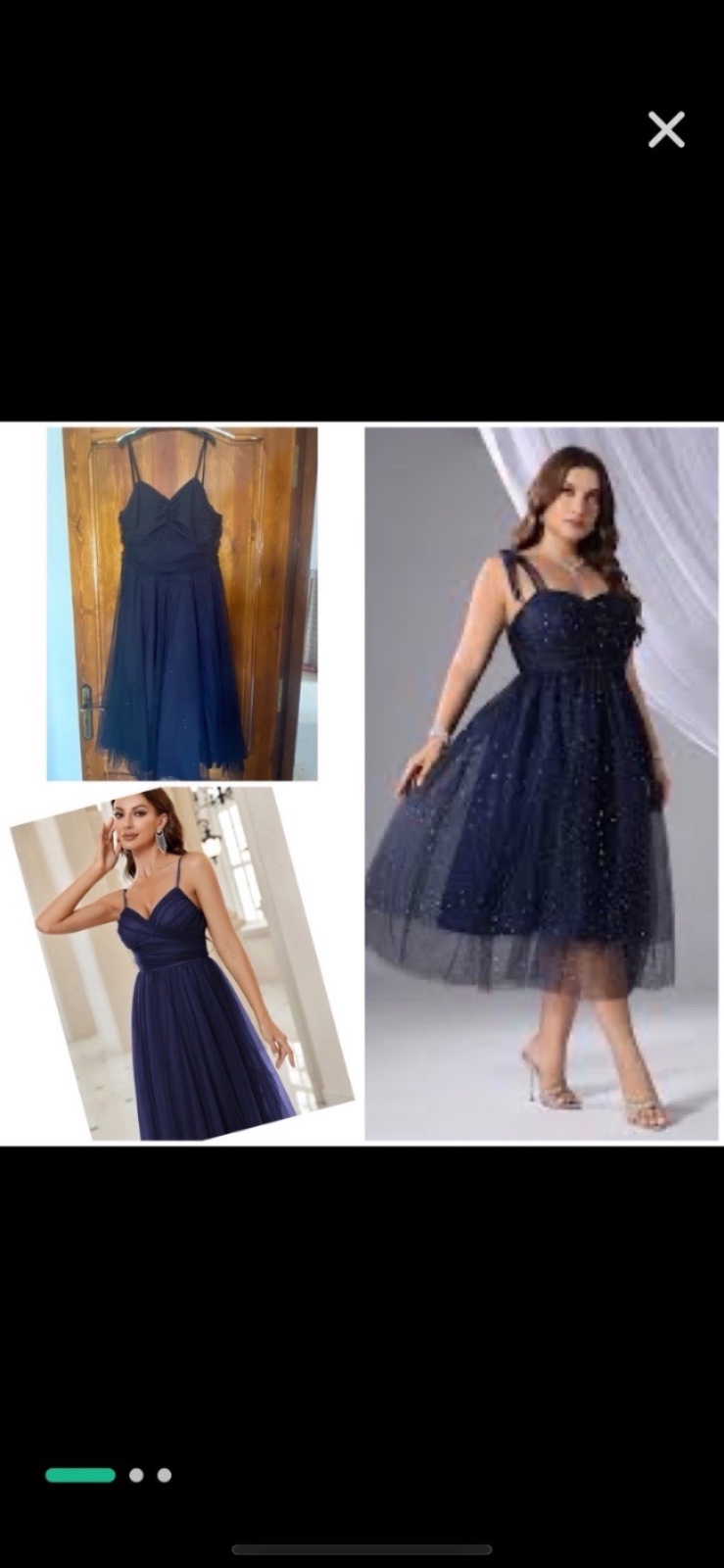 Robe soiree bleu nuit paillete