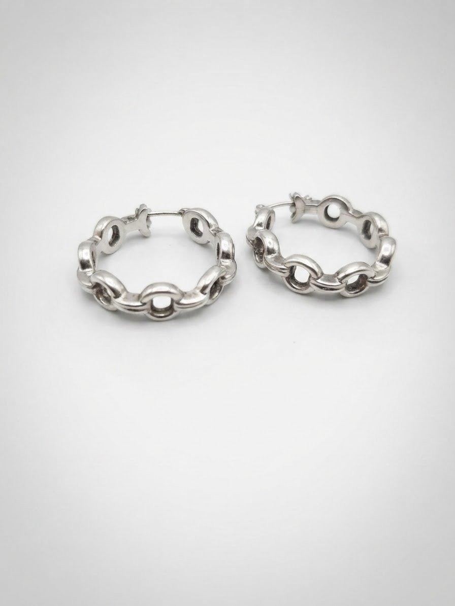Boucles d'oreilles créoles maillons argentées