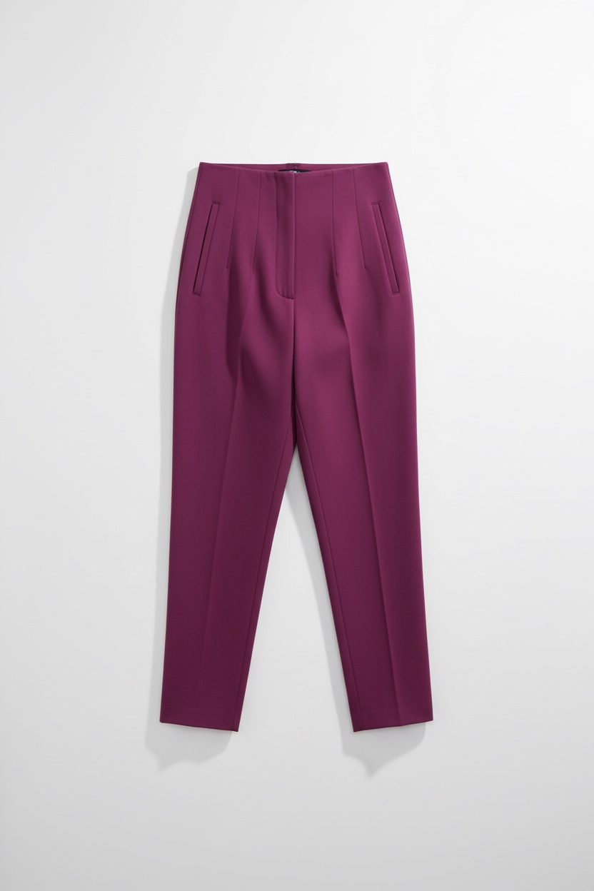 Pantalon taille haute bordeaux
