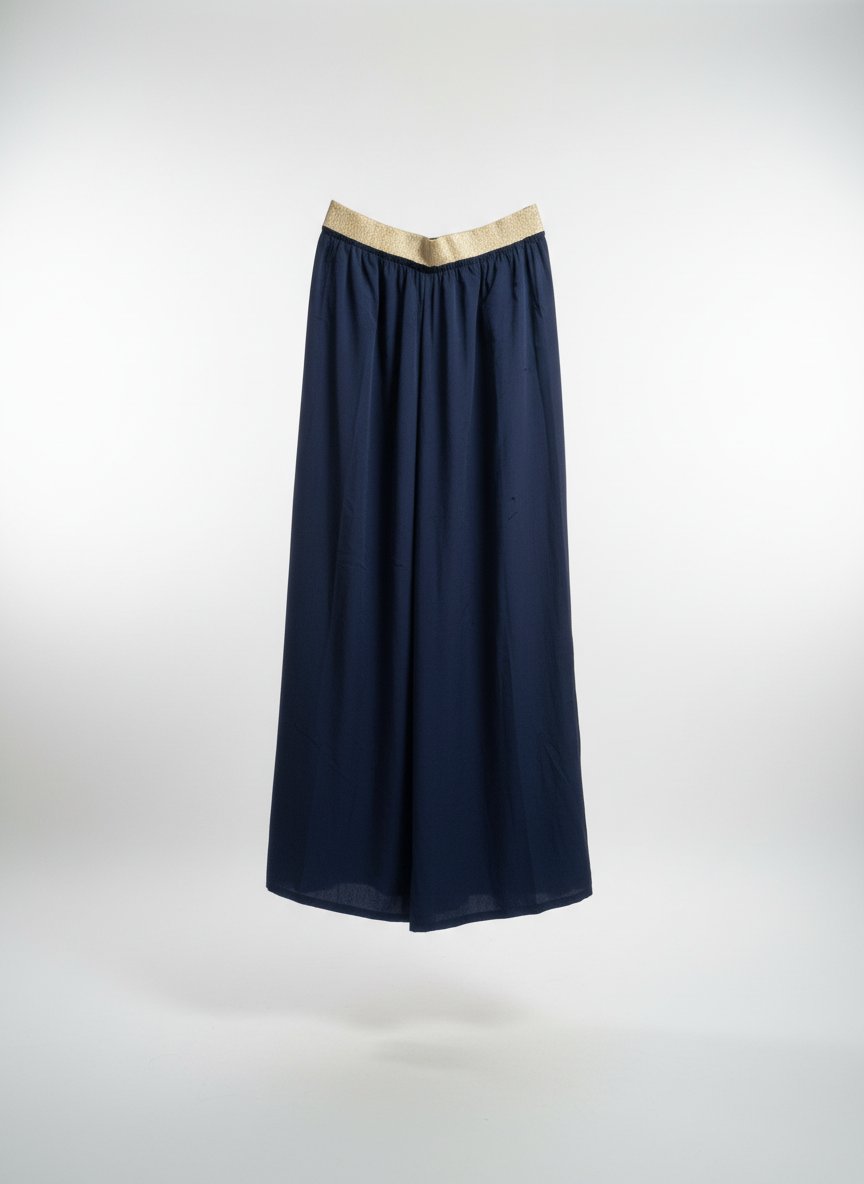 Pantalon large bleu marine marque Mango