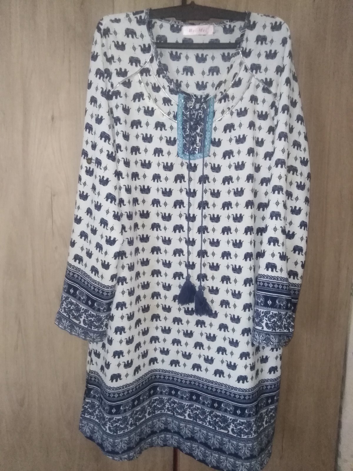 Tunique 💙🩵🤍 une bata indienne de style boho chic 
