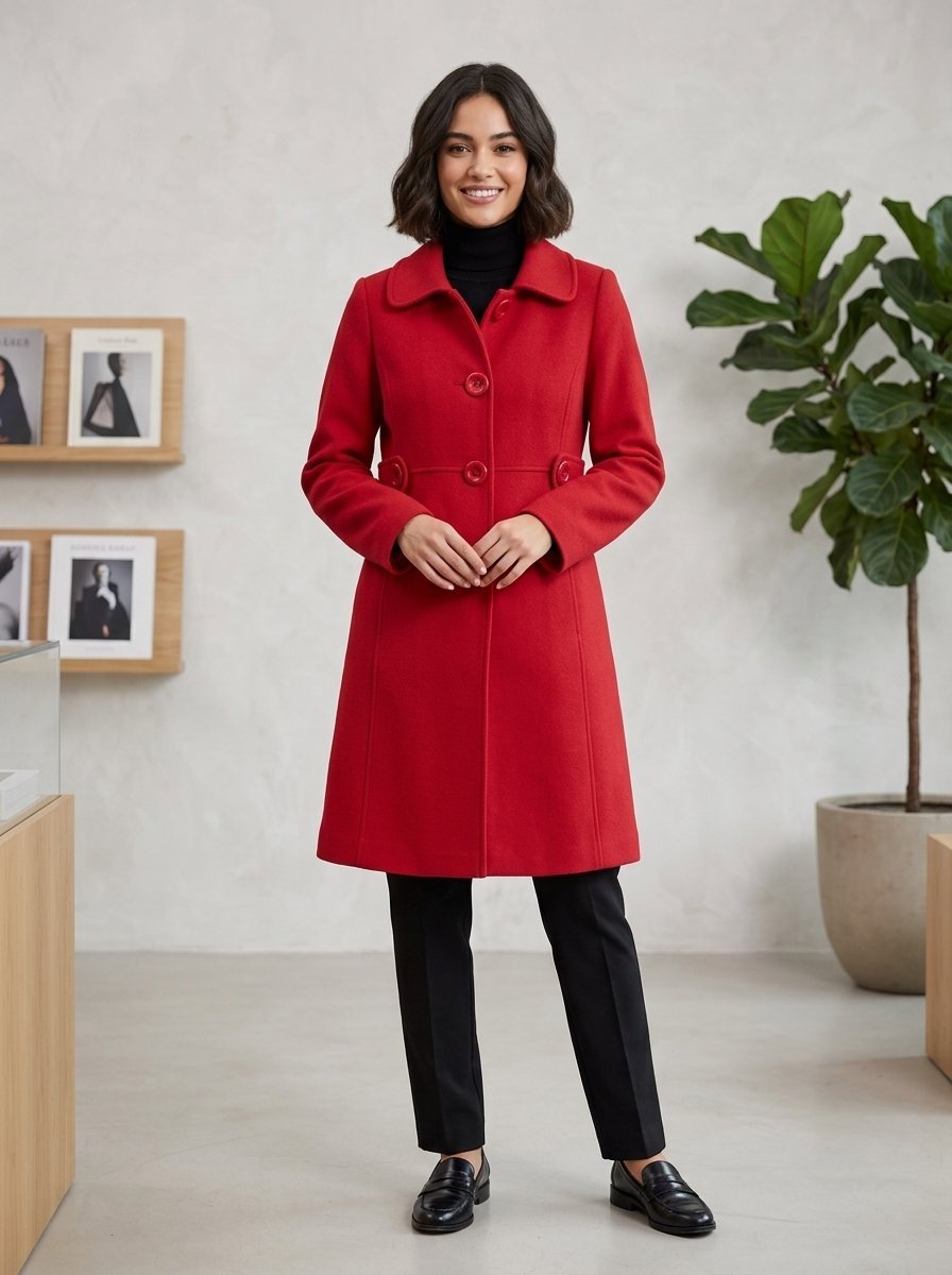 Manteau 🎀 H&M rouge pour femme élégante 😍💄🎈 