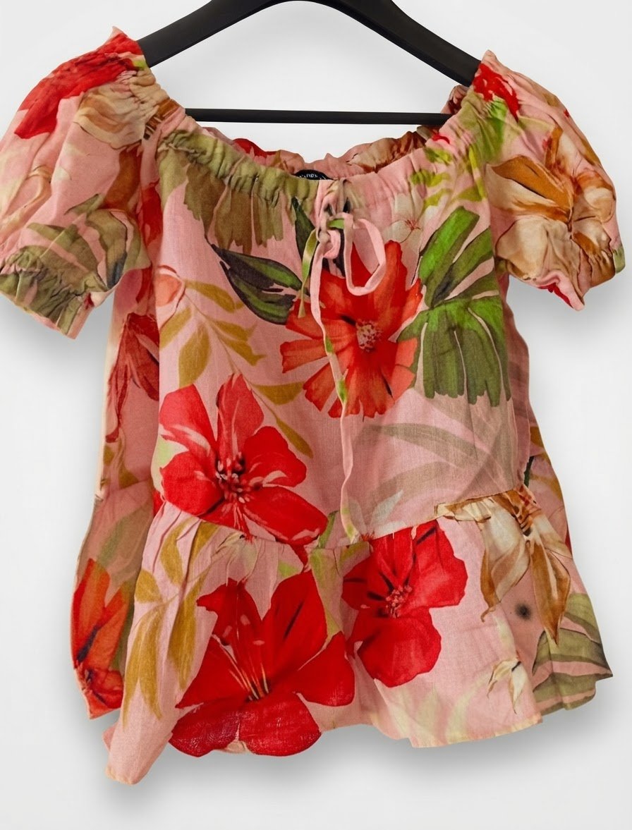 Chemise zara ticket noir 🖤 fleurie 🌹🌺🌻🌼🌸💮🪷🏵️ 