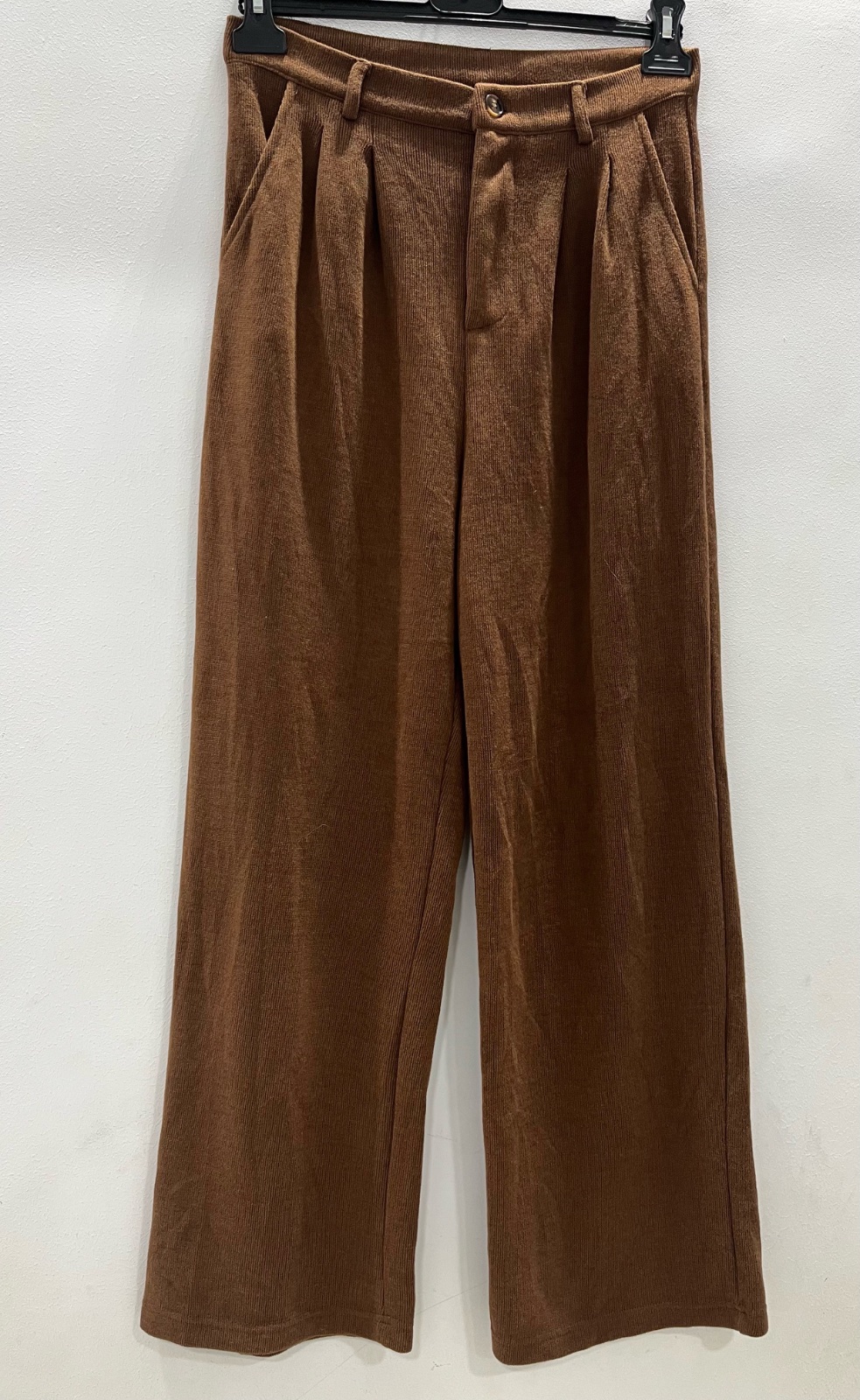 Pantalon femme marron large 