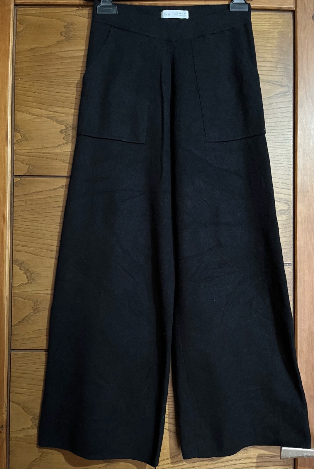 Pantalon maille wide leg noir 