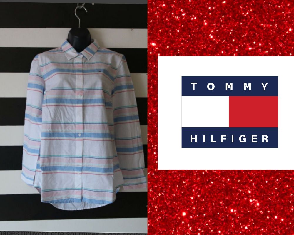 ❤️❤️❤️TOMMY HILFIGER CHEMISE COULEUR PASTEL AUTHENTIQUE S/M❤️❤️❤️