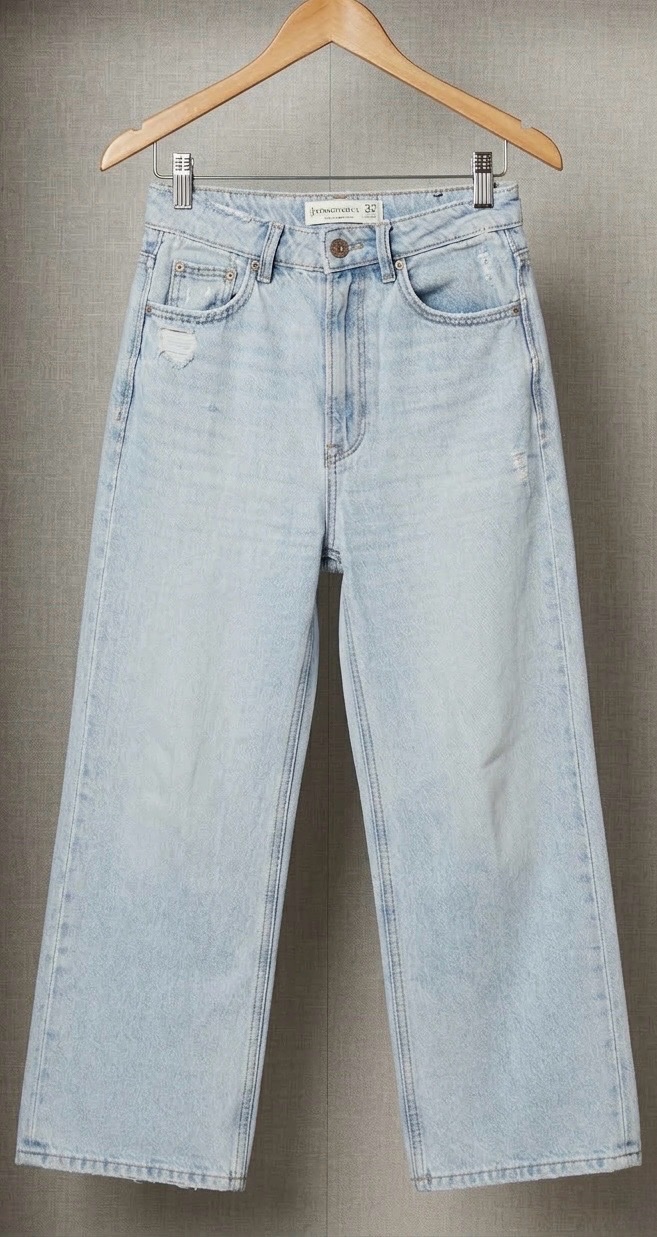 Pantalon wide leg jean bleu clair 