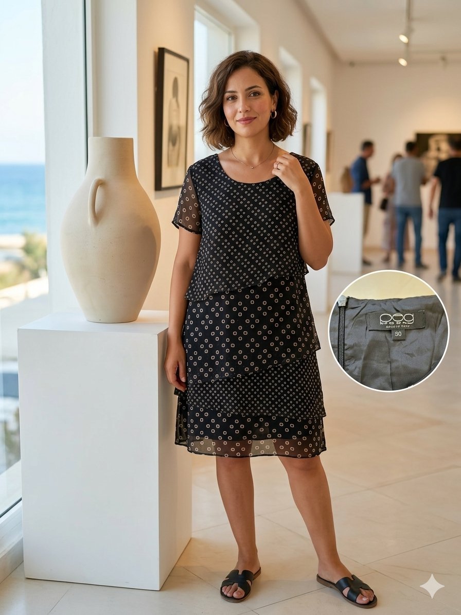 Superbe robe à motifs PEG MODA – 100% SOIE ✨ – Made in Italy – Taille 50/XL – Très bon état