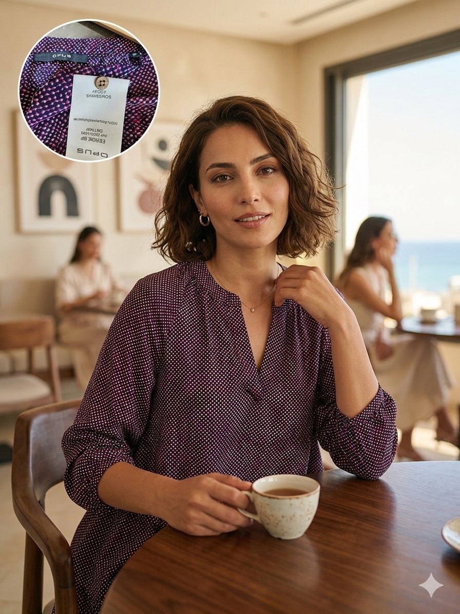 Blouse fluide OPUS (Modèle Fergie SP) – Motifs géométriques – Taille 40 – Très bon état ✨