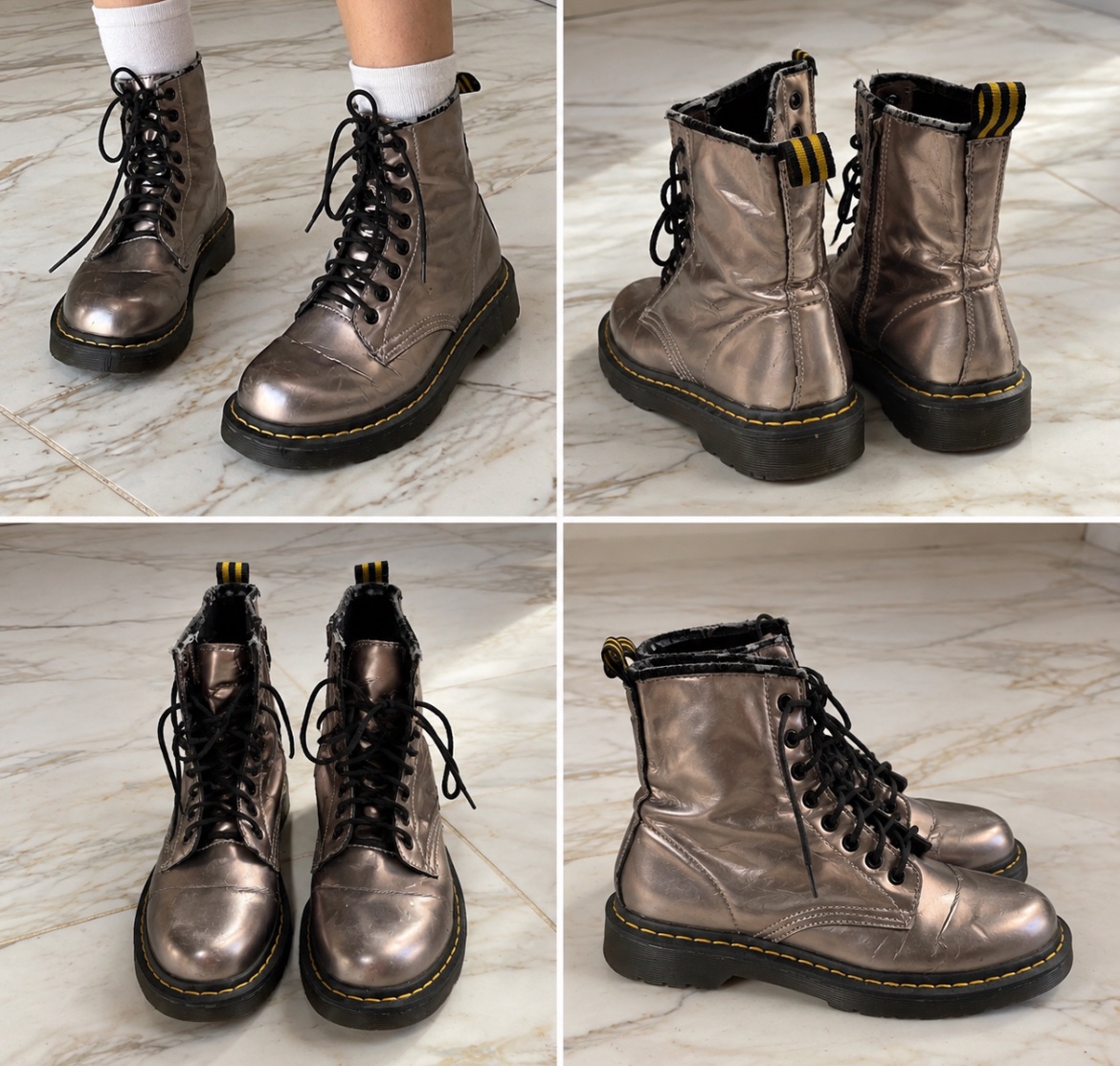 Bottes style rangers métalliques à lacets – Bronze