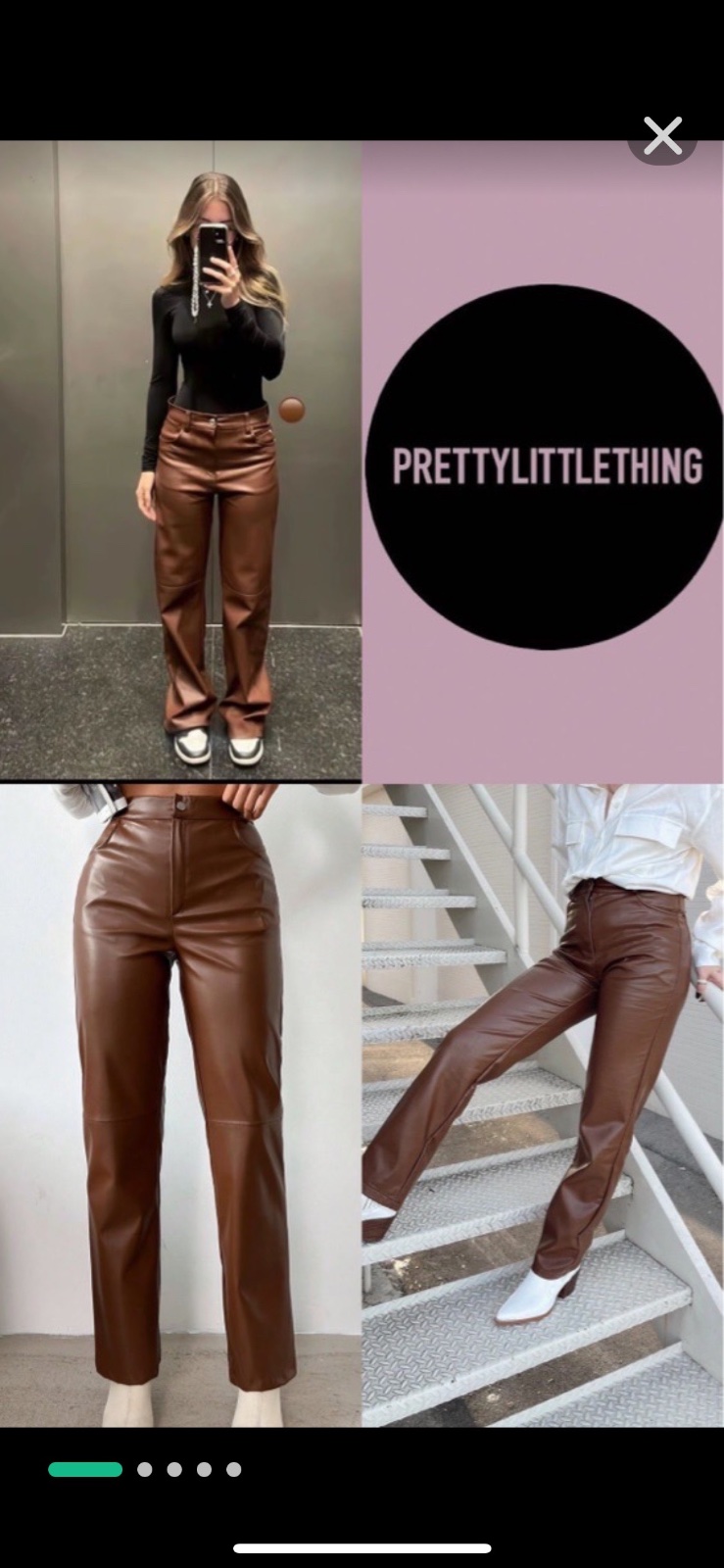 Pantalon cuir marron PrettyLittleThing