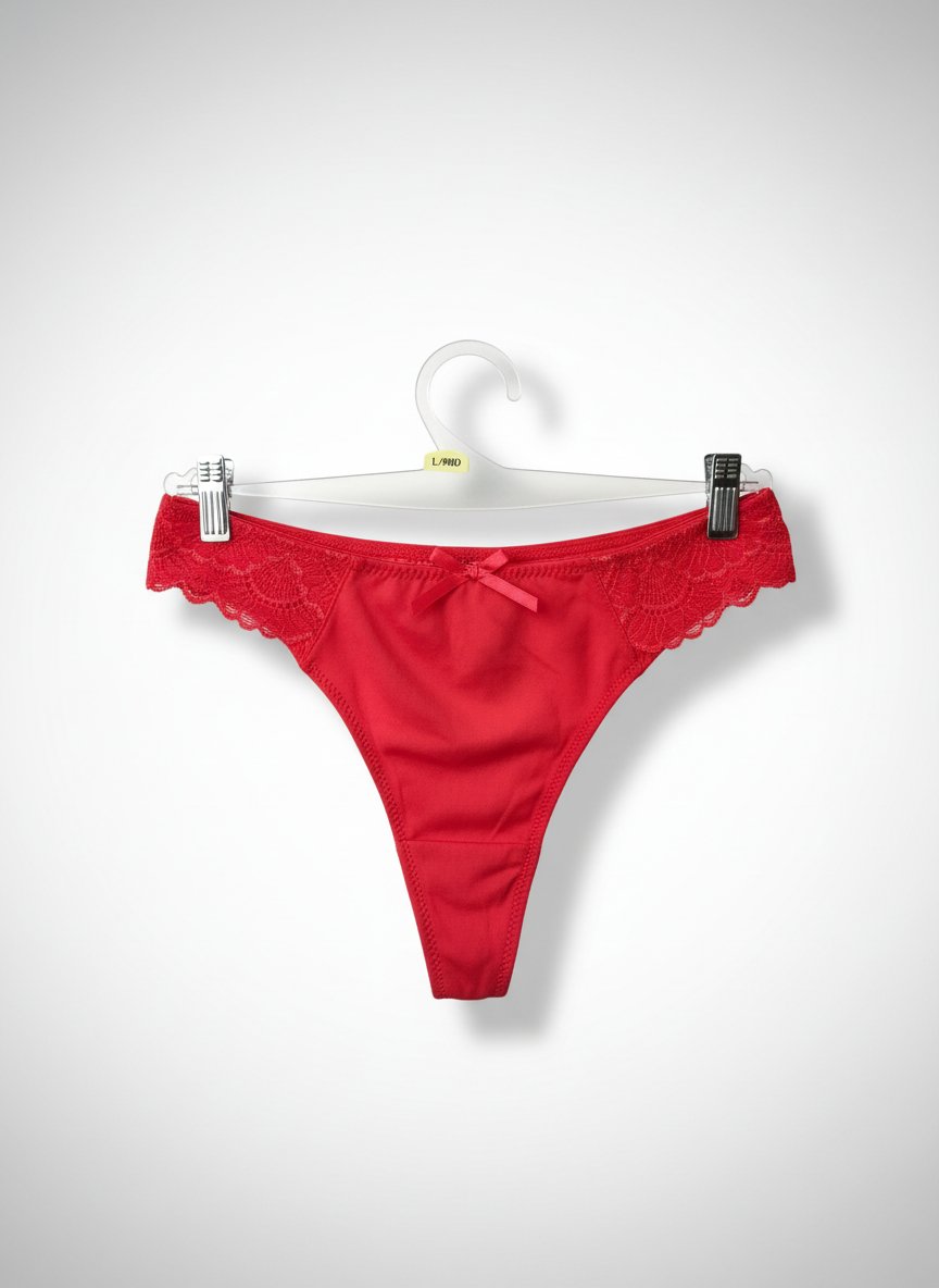 Strings rouge vif en dentelle 