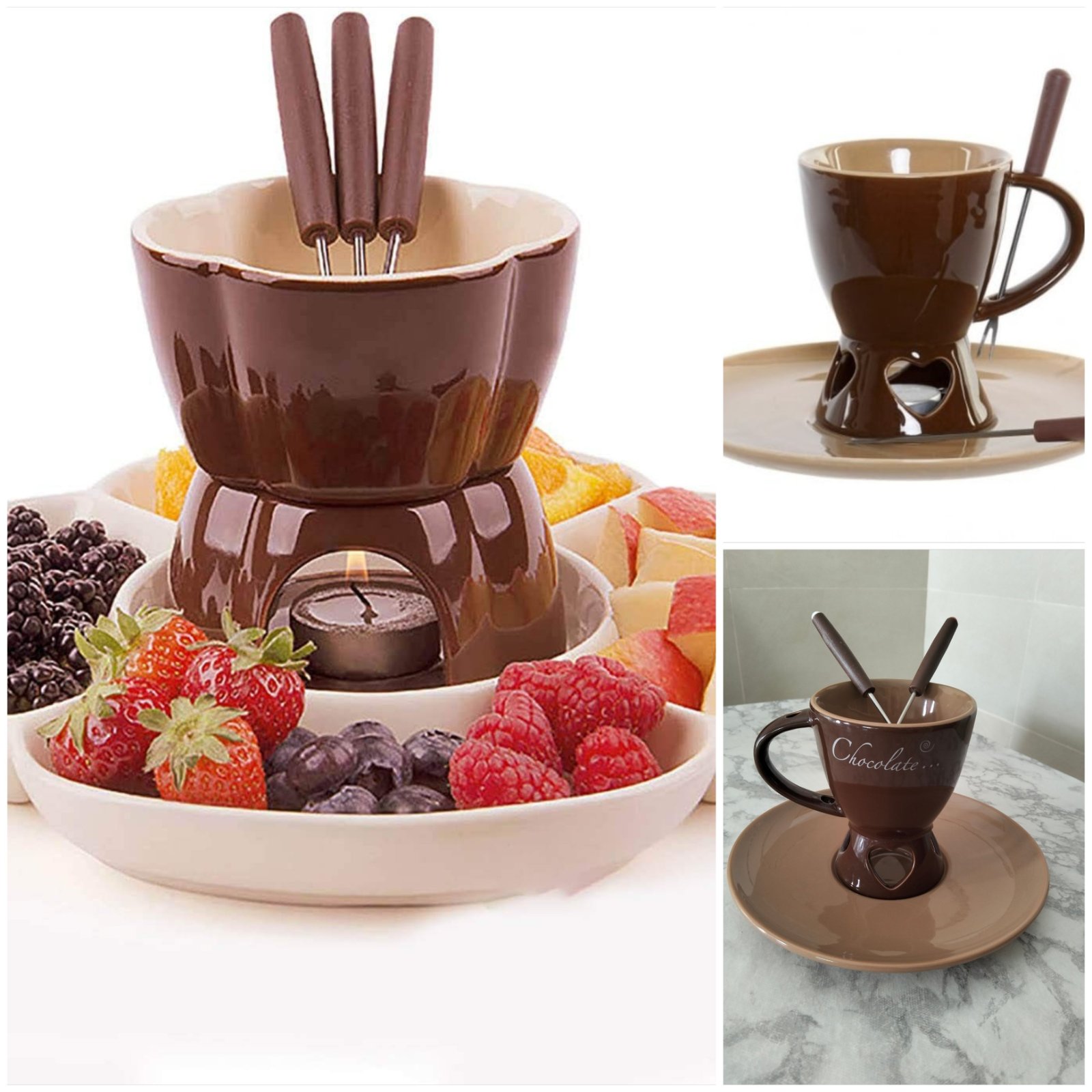 Un Set à fondue au chocolat 🍫en céramique 