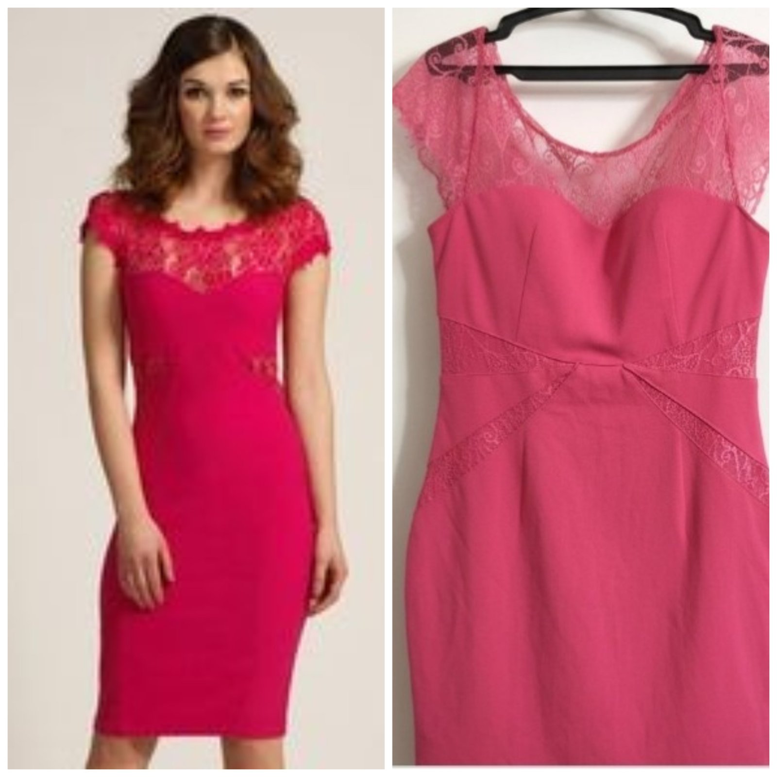 Robe couleur rose avec des manches en dentelle 