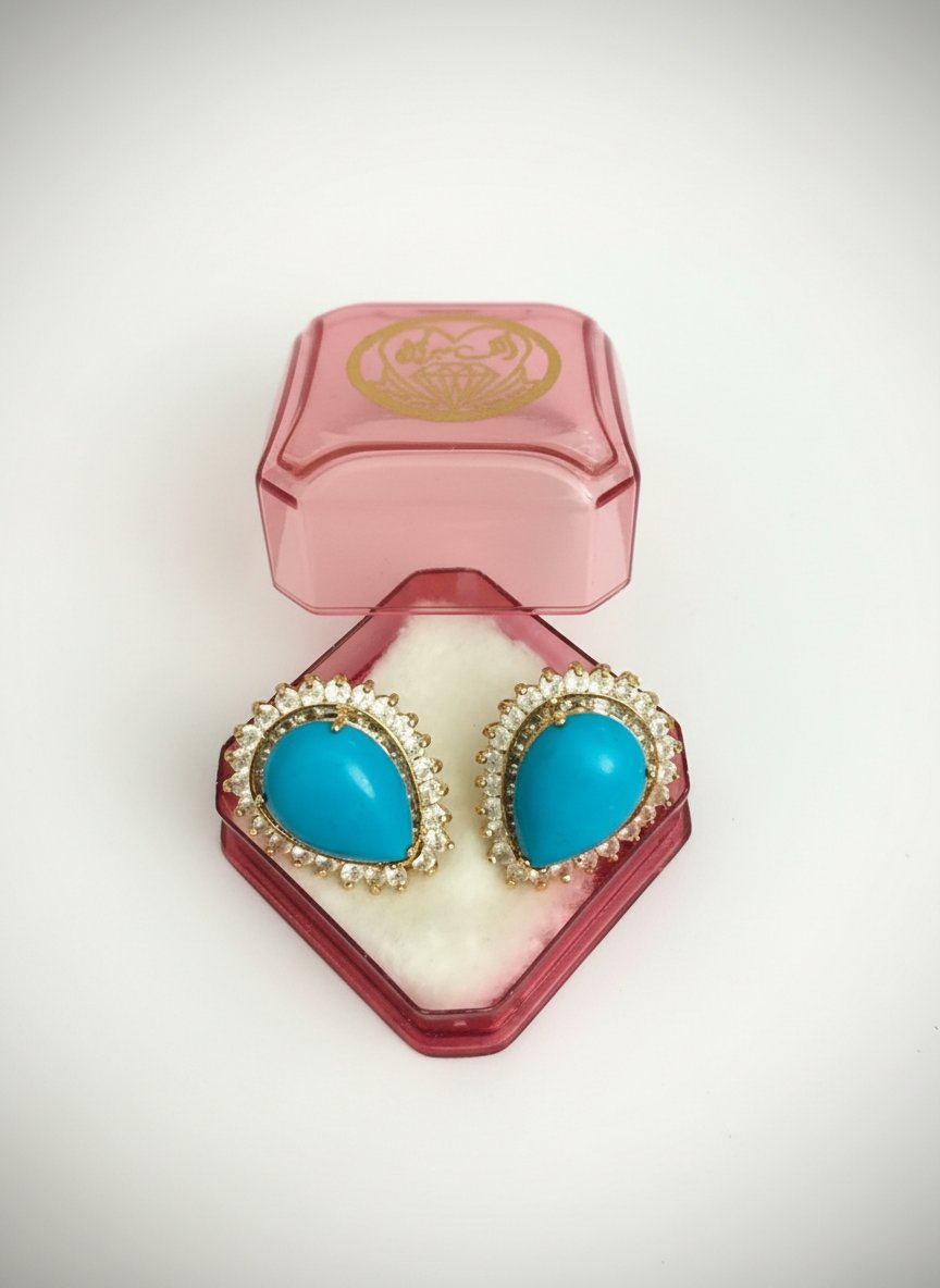 Boucles d'oreilles pierre bleue Made in 🇸🇦