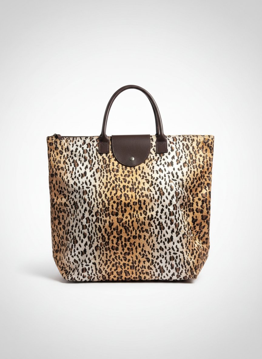 Un grand sac cabas pliable imprimé léopard 