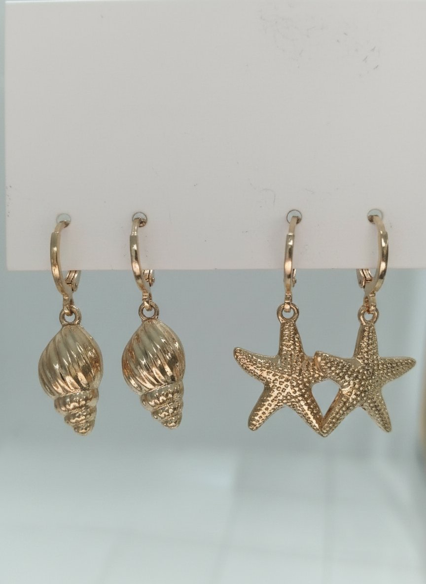 Boucles d'oreilles pendantes dorées 