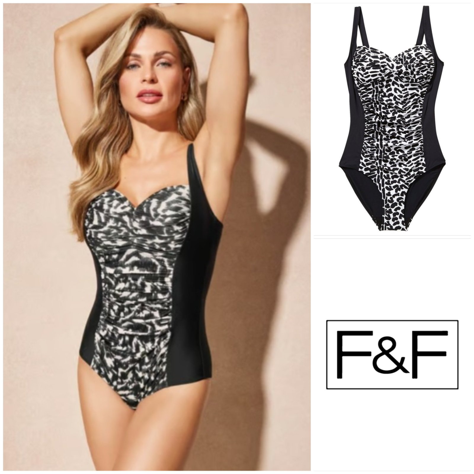 Maillot de bain imprimé animalier noir et blanc 