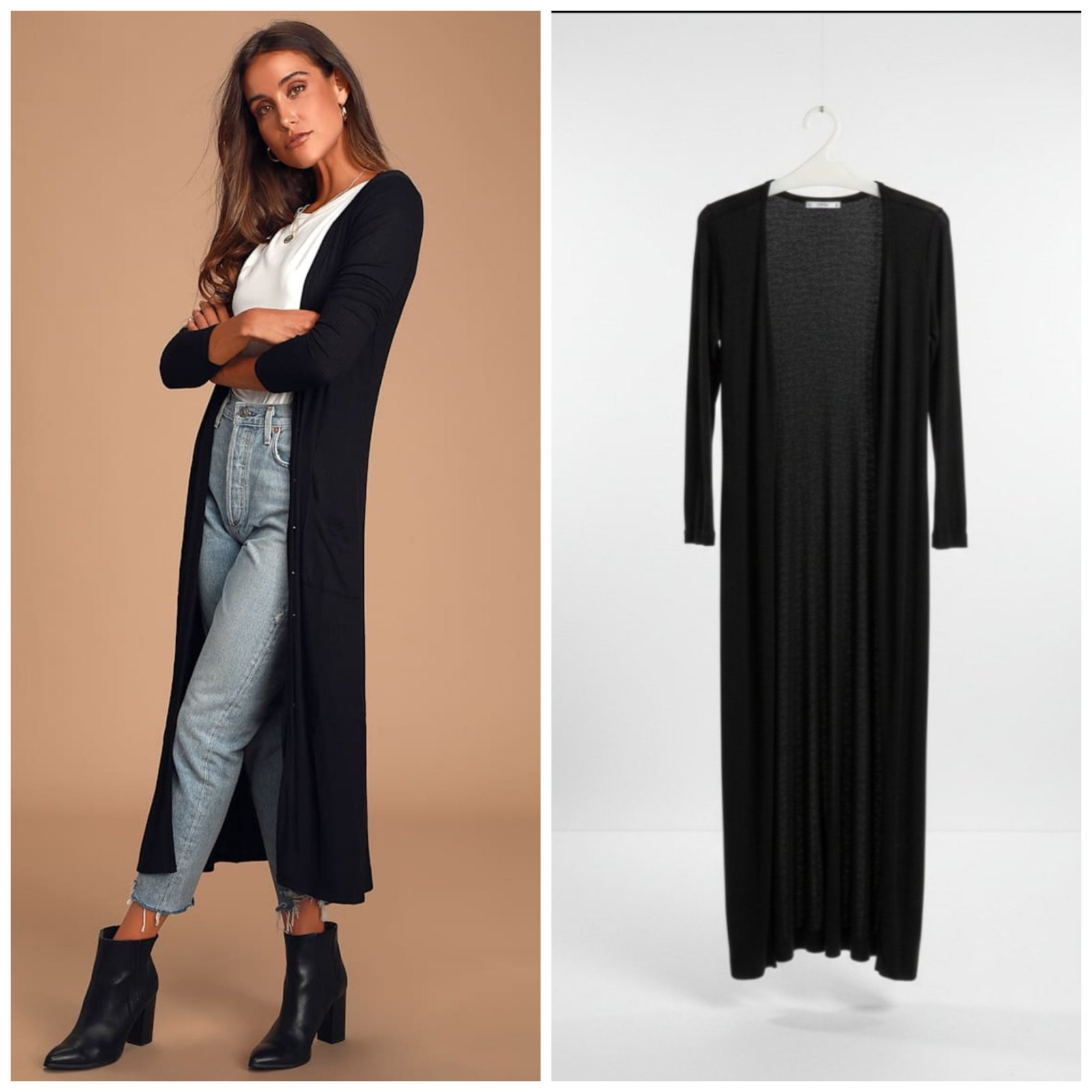 Un gilet Long noir en laine 