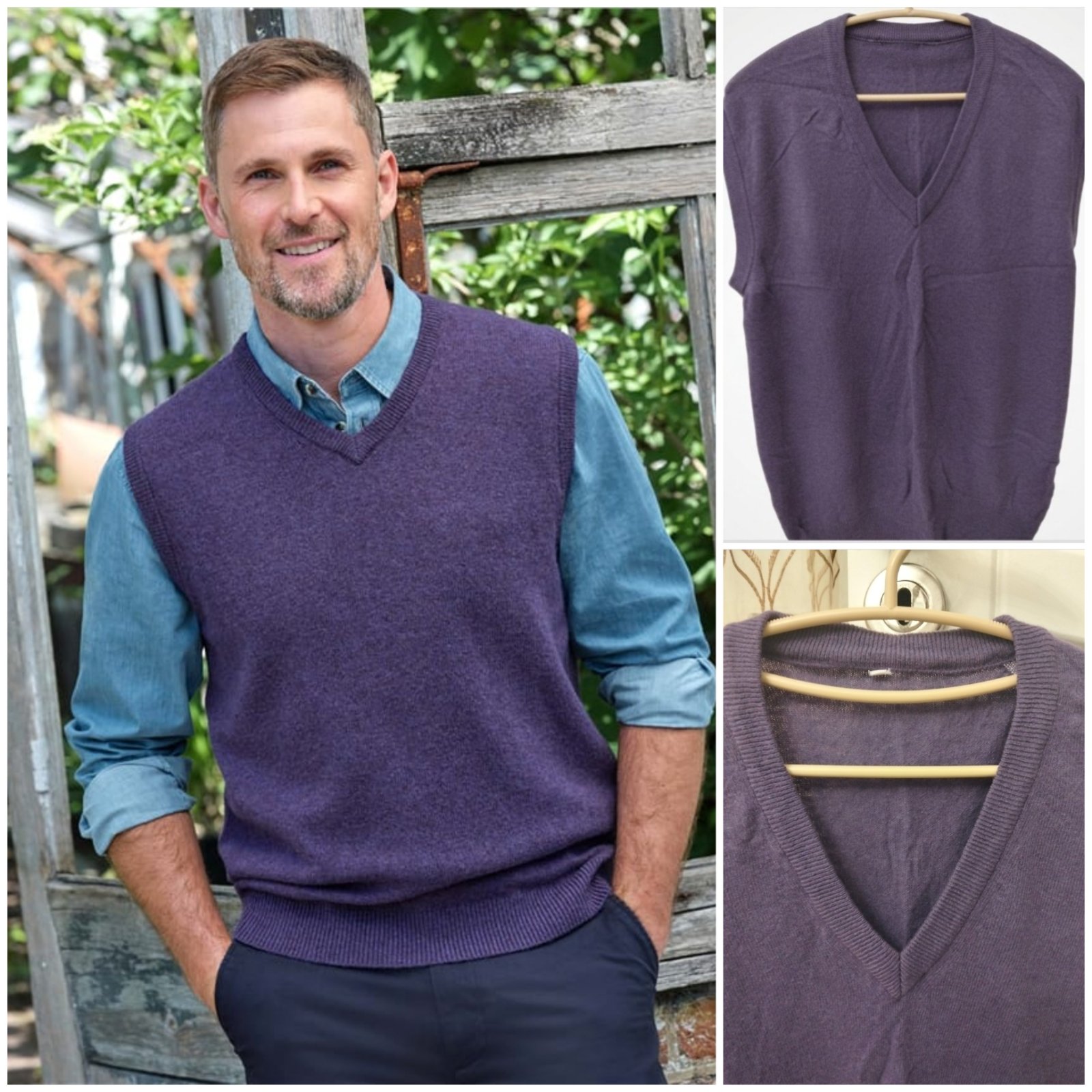 Pull sans manches en maille violet 