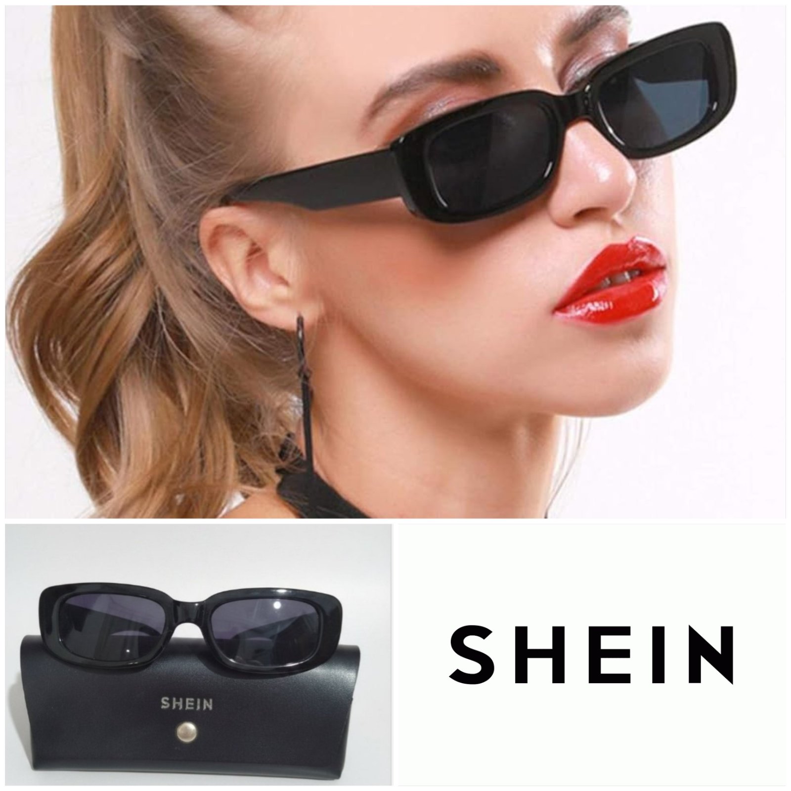Lunettes de soleil rectangulaire noire 
