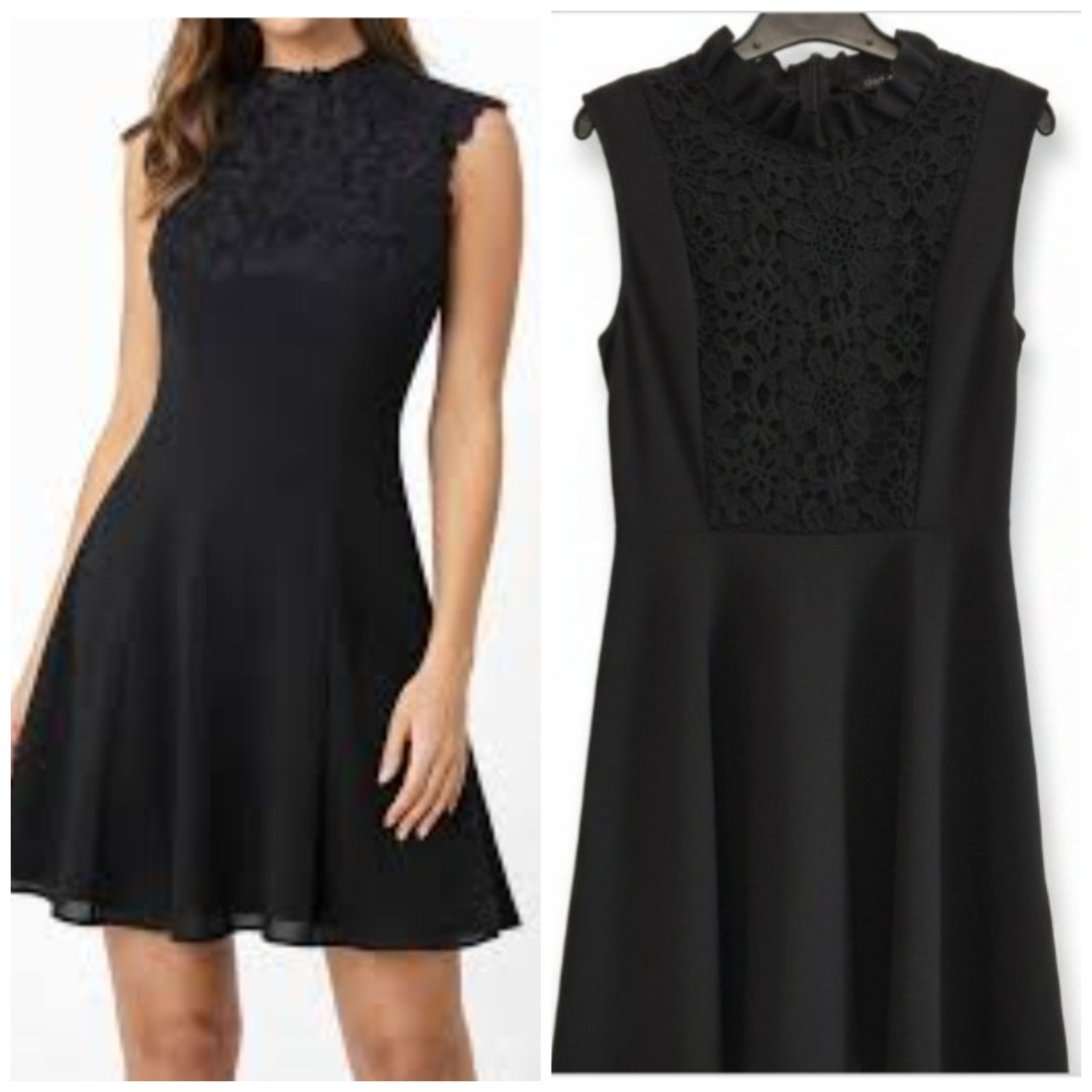 Mini robe noire avec des détails en dentelle sur le haut 