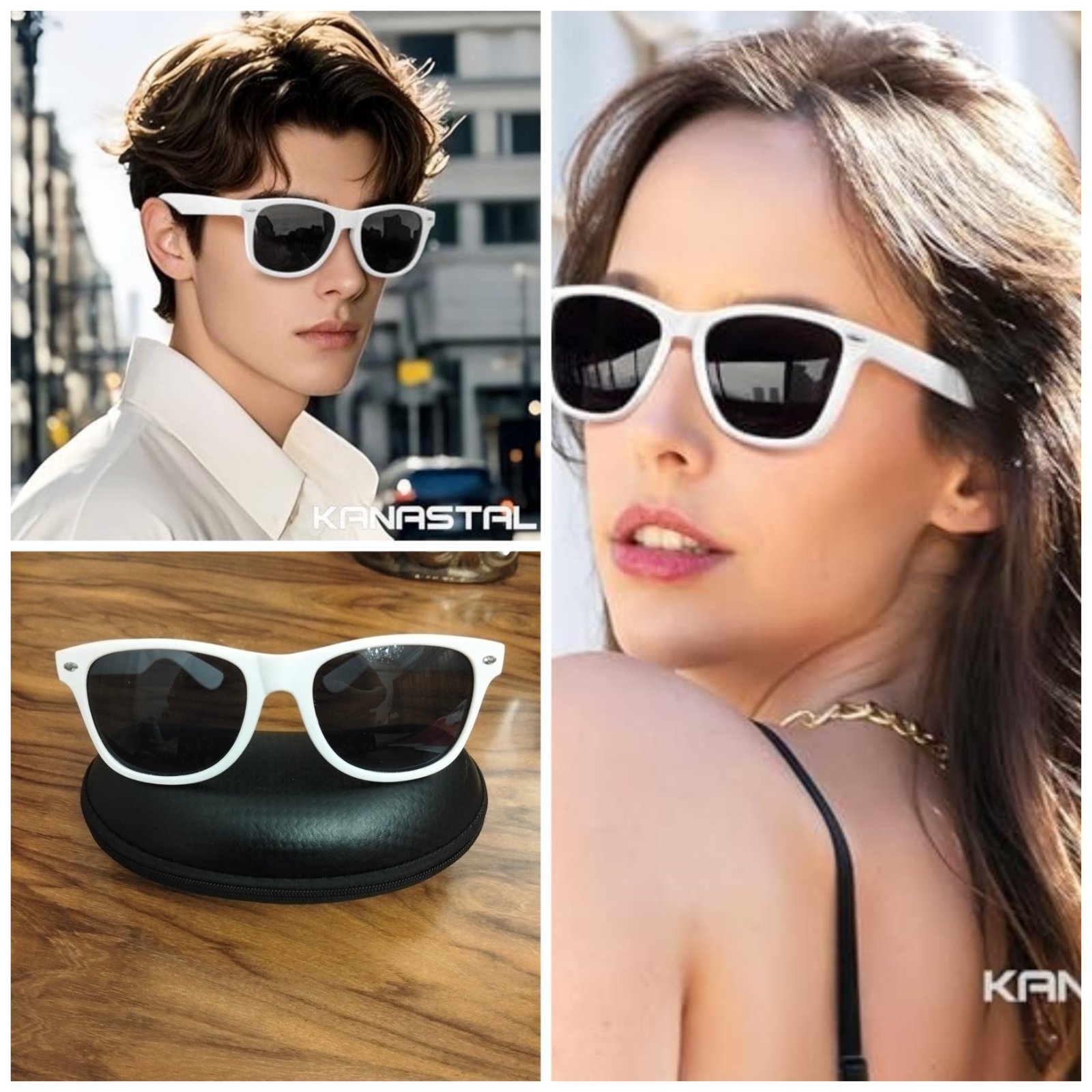 Lunettes de soleil Blanc Homme Femme 