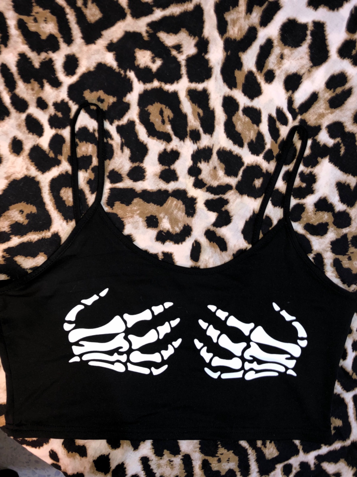 Crop top noir motif squelette SHEIN taille L⁠