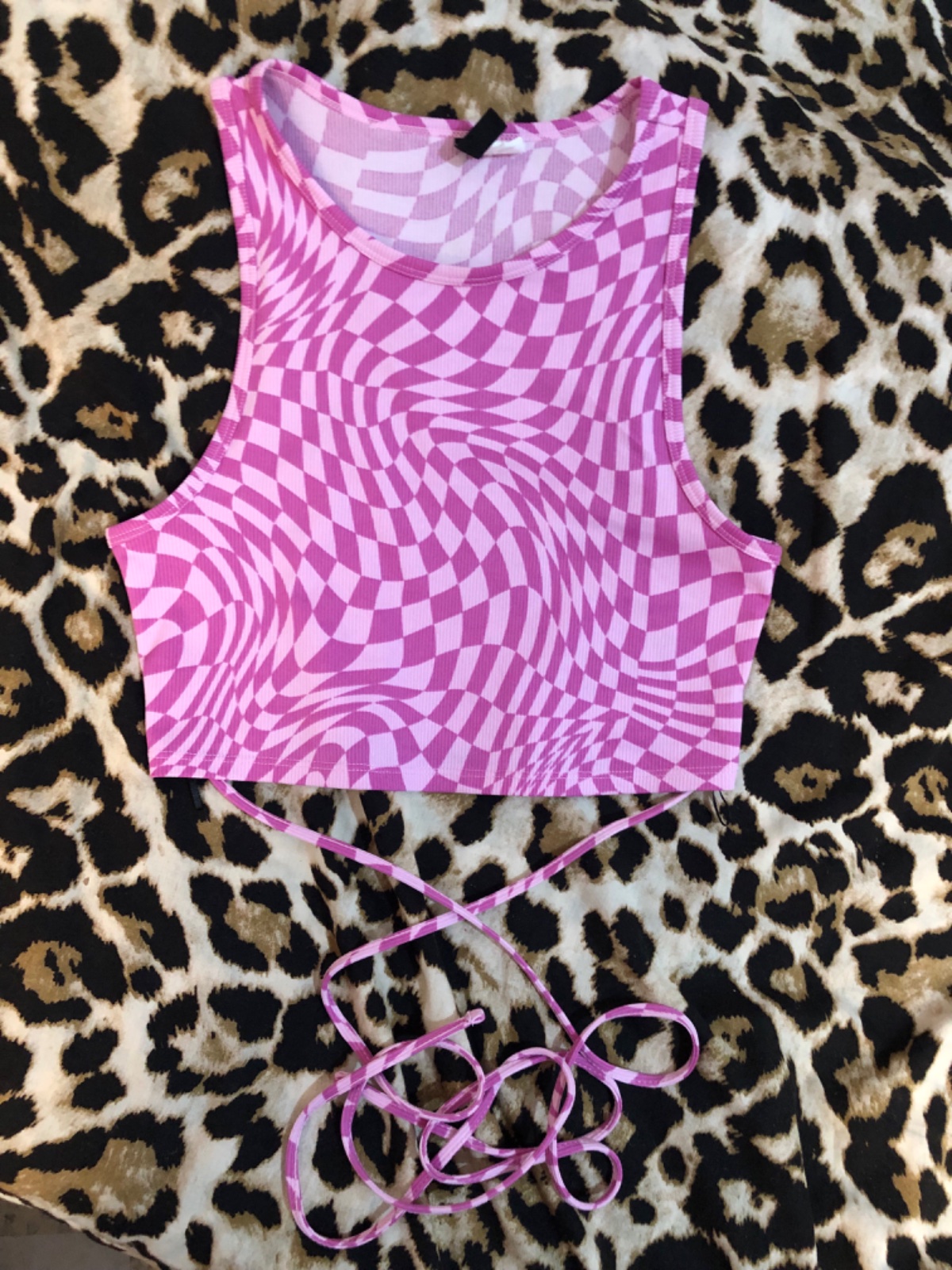 Crop top violet et rose motif damier H&M Divided taille M⁠